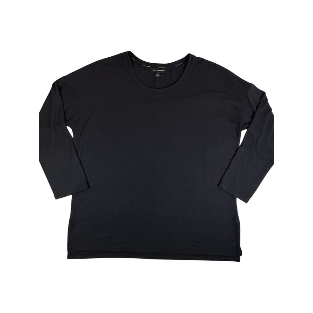 Banana Republic Top Women Large Black Long Sleeve Crew Neck‎ Rayon Blend 1010344